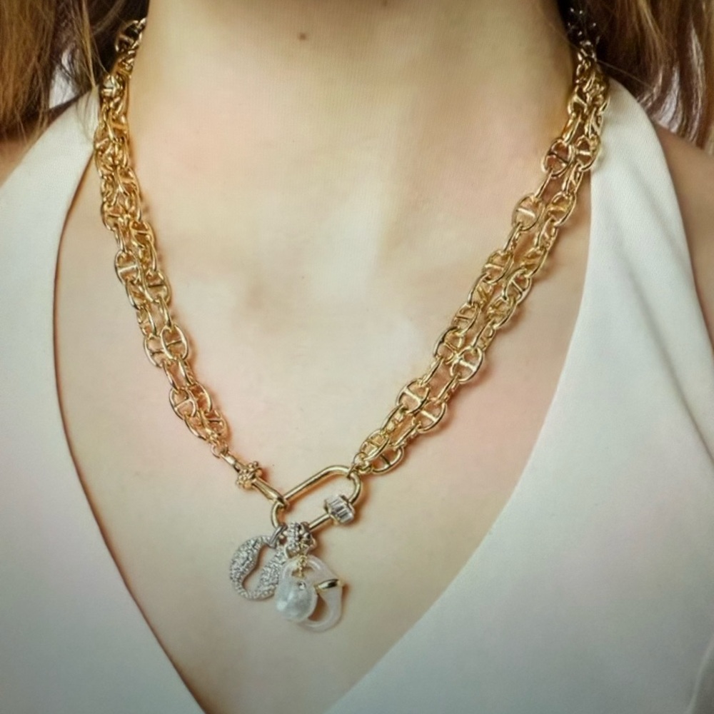 WHBM NWT Convertible Mariner Links Necklace with Charms